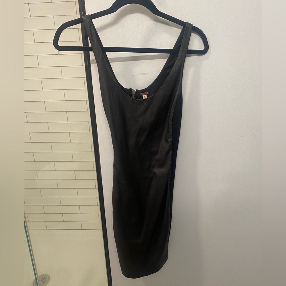 Faux leather Free People black dress